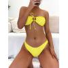 imageSOLY HUX Womens Floral Print Tie Front Bandeau Bikini Bathing Suit 2 Piece SwimsuitsYellow Floral