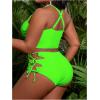 imageSOLY HUX Womens Plus Size Bikini Set Sexy Swimsuit Lace Up Tummy Control 2 Piece Bathing SuitLime Green