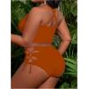 imageSOLY HUX Womens Plus Size Bikini Set Sexy Swimsuit Lace Up Tummy Control 2 Piece Bathing SuitSolid Bronze