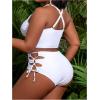 imageSOLY HUX Womens Plus Size Bikini Set Sexy Swimsuit Lace Up Tummy Control 2 Piece Bathing SuitSolid White