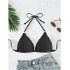 imageSOLY HUX Womens Textured Push Up Bikini Top Halter Tie Backless Bathing Suit Tops Cheeky SwimsuitsPlain Black