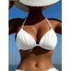 imageSOLY HUX Womens Textured Push Up Bikini Top Halter Tie Backless Bathing Suit Tops Cheeky SwimsuitsSolid White