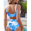 imageSOLY HUX Womens Tie Dye High Waisted Bathing Suits Bikini Sets Two Piece SwimsuitBlue and White Tie Dye
