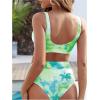 imageSOLY HUX Womens Tie Dye High Waisted Bathing Suits Bikini Sets Two Piece SwimsuitGreen Tie Dye