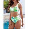 imageSOLY HUX Womens Tie Dye High Waisted Bathing Suits Bikini Sets Two Piece SwimsuitGreen Tie Dye