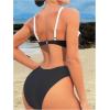 imageSOLY HUX Womens Two Piece Bathing Suit Color Block High Cut Swimsuit Bikini SetsBlack and White Colorblock