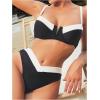 imageSOLY HUX Womens Two Piece Bathing Suit Color Block High Cut Swimsuit Bikini SetsBlack and White Colorblock