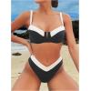 imageSOLY HUX Womens Two Piece Bathing Suit Color Block High Cut Swimsuit Bikini SetsBlack and White Colorblock