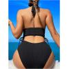 imageSOLY HUX Womens Two Piece Swimsuit Halter Drawstring Side Bathing Suit Bikini Sets Plain Black Small