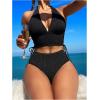 imageSOLY HUX Womens Two Piece Swimsuit Halter Drawstring Side Bathing Suit Bikini Sets Plain Black Small