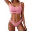 imageSOLY HUX Bathing Suit for Women Cut Out Square Neck Bikini Sets Two Piece SwimsuitSolid Pink