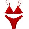 imageSOLY HUX Bikini Sets for Women Sexy Triangle High Cut Bikini Bathing Suits 2 Piece SwimsuitSolid Red