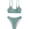 imageSOLY HUX Bikini Sets for Women Solid Textured Bikini Bathing Suits 2 Piece SwimsuitPlain Mint Green