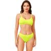 imageSOLY HUX Bikini Sets for Women Solid Textured Bikini Bathing Suits 2 Piece SwimsuitPure Lime Green