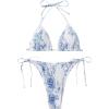 imageSOLY HUX Womens 2 Piece Bikini Set Halter String Triangle Tie Side Swimsuit Bathing SuitsBlue and White Floral