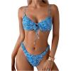 imageSOLY HUX Womens 2 Piece Bikini Sets Boho Floral Print Underwire Swimsuit Tie Front Cut Out Bathing SuitBlue Floral