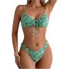 imageSOLY HUX Womens 2 Piece Bikini Sets Boho Floral Print Underwire Swimsuit Tie Front Cut Out Bathing SuitMulticolor