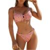 imageSOLY HUX Womens 2 Piece Bikini Sets Boho Floral Print Underwire Swimsuit Tie Front Cut Out Bathing SuitMulticoloured Floral