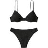 imageSOLY HUX Womens Bathing Suit Smocked Underwire Bikini Sets Two Piece SwimsuitPlain Black