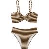 imageSOLY HUX Womens Bikini Sets Striped Bowknot Bathing Suits Spaghetti Strap Two Piece SwimsuitBrown Striped