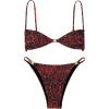 imageSOLY HUX Womens Bikini Sets Two Piece Leopard Print Swimsuit High Cut Spaghetti Straps Bathing SuitRed Leopard
