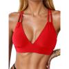 imageSOLY HUX Womens Bikini Tops V Neck Criss Cross Back Spaghetti Strap Padded Bathing Suit Swim Top OnlyPlain Red