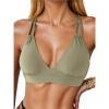 imageSOLY HUX Womens Bikini Tops V Neck Criss Cross Back Spaghetti Strap Padded Bathing Suit Swim Top OnlyPure Green