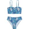 imageSOLY HUX Womens Floral Print Smocked Bikini Set 2 Piece Swimsuit Bathing SuitsBlue Floral