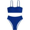 imageSOLY HUX Womens Floral Print Smocked Bikini Set 2 Piece Swimsuit Bathing SuitsSolid Royal Blue