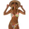 imageSOLY HUX Womens Floral Print Spaghetti Strap Bikini Bathing Suit 2 Piece SwimsuitsGreen Blue Pink