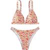 imageSOLY HUX Womens Floral Print Spaghetti Strap Bikini Bathing Suit 2 Piece SwimsuitsMulticoloured Ditsy Floral