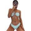 imageSOLY HUX Womens Floral Print Tie Front Bandeau Bikini Bathing Suit 2 Piece SwimsuitsMint Green Floral