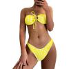 imageSOLY HUX Womens Floral Print Tie Front Bandeau Bikini Bathing Suit 2 Piece SwimsuitsYellow Floral