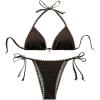 imageSOLY HUX Womens Halter Tie Side Bikini Set High Cut Triangle Textured Swimsuit 2 Piece Bathing SuitCoffee Brown