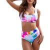 imageSOLY HUX Womens Tie Dye High Waisted Bathing Suits Bikini Sets Two Piece SwimsuitMulticoloured Tie Dye