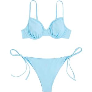 imageSOLY HUX Womens Bikini Sets Underwire Bathing Suits High Waisted Tie Side Two Piece SwimsuitsLight Blue