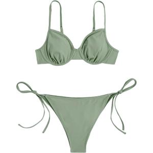 imageSOLY HUX Womens Bikini Sets Underwire Bathing Suits High Waisted Tie Side Two Piece SwimsuitsMint Green