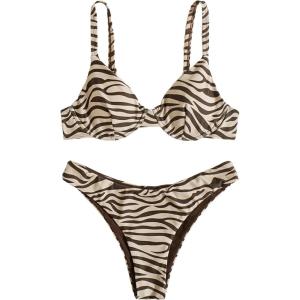 imageSOLY HUX Womens Bikini Sets Zebra Striped Bathing Suits Two Piece SwimsuitMulticoloured Zebra Stripe