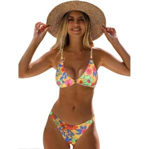 imageSOLY HUX Womens Floral Print Spaghetti Strap Bikini Bathing Suit 2 Piece SwimsuitsGreen Blue Pink
