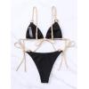 imageSOLY HUX Bikini Sets for Women 2 Piece Swimsuits Sexy High Cut Bathing Suit Spaghetti Strap Triangle String BikiniBlack Plain