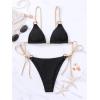 imageSOLY HUX Bikini Sets for Women 2 Piece Swimsuits Sexy High Cut Bathing Suit Spaghetti Strap Triangle String BikiniBlack Plain