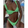 imageSOLY HUX Bikini Sets for Women Twist Front Swimsuit Two Piece Bathing SuitsSolid Green
