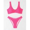 imageSOLY HUX Bikini Sets for Women Twist Front Swimsuit Two Piece Bathing SuitsSolid Watermelon Pink