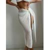 imageSOLY HUX Swim Cover Ups for Women Hollow Out Wrap Tie Side Crochet Sarongs Cover Up Skirt Beach Bikini SwimwearPlain White