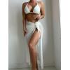 imageSOLY HUX Swim Cover Ups for Women Hollow Out Wrap Tie Side Crochet Sarongs Cover Up Skirt Beach Bikini SwimwearPlain White