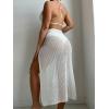 imageSOLY HUX Swim Cover Ups for Women Hollow Out Wrap Tie Side Crochet Sarongs Cover Up Skirt Beach Bikini SwimwearPlain White