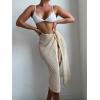 imageSOLY HUX Swim Cover Ups for Women Hollow Out Wrap Tie Side Crochet Sarongs Cover Up Skirt Beach Bikini SwimwearPure Beige
