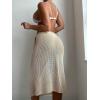 imageSOLY HUX Swim Cover Ups for Women Hollow Out Wrap Tie Side Crochet Sarongs Cover Up Skirt Beach Bikini SwimwearPure Beige