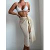 imageSOLY HUX Swim Cover Ups for Women Hollow Out Wrap Tie Side Crochet Sarongs Cover Up Skirt Beach Bikini SwimwearPure Beige