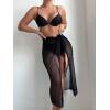 imageSOLY HUX Swim Cover Ups for Women Hollow Out Wrap Tie Side Crochet Sarongs Cover Up Skirt Beach Bikini SwimwearSolid Black
